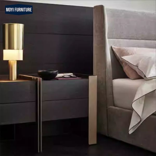 Sponge Frame Queen Size Upholstered Bed Room Set MOYI Italy Linen Soft Frame Bed Modern Bedroom Furniture Collection