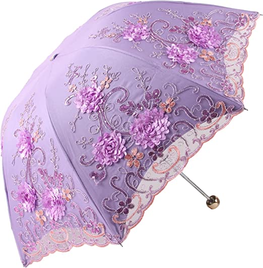 190T Pongee Fabric Umbrella Fully-automatic Battenburg Lace for Vintage 3D Performance