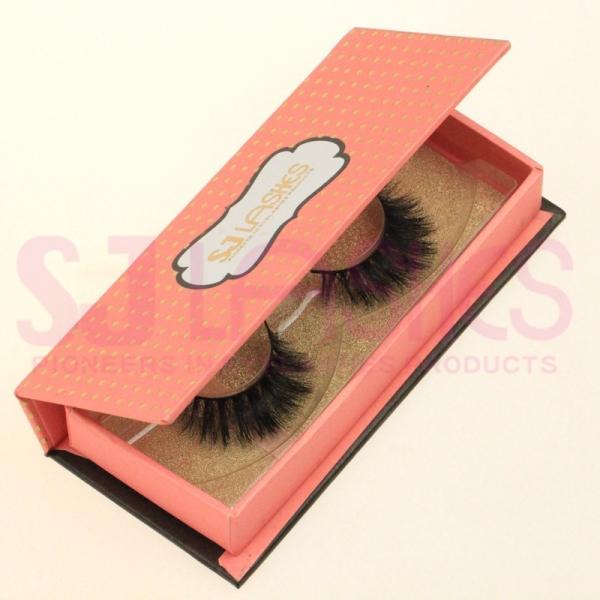 luxury blink lashes box with black foil stamping Hinged cosmetic eyelash box