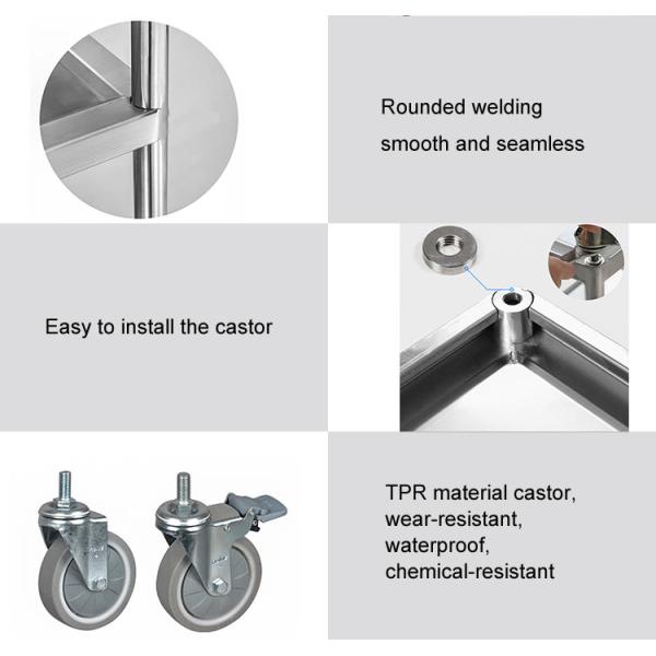 Two Shelves Stainless Steel Medical Dressing Trolley With Pushing Hand