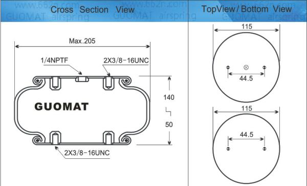 16Unc única suspensão 110B do passeio do ar do Firestone do airbag W01-358-7451