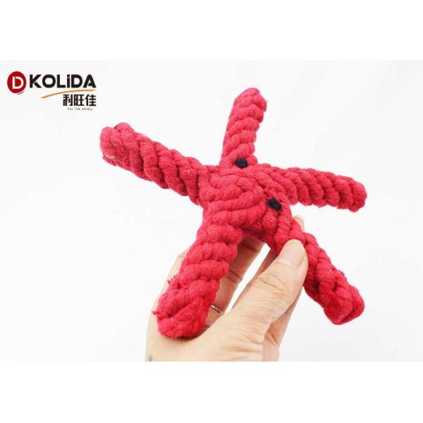 Natural Cotton Rope Pet Toys Red Color 3.5 x 20cm For Teething Cleaning / Playing