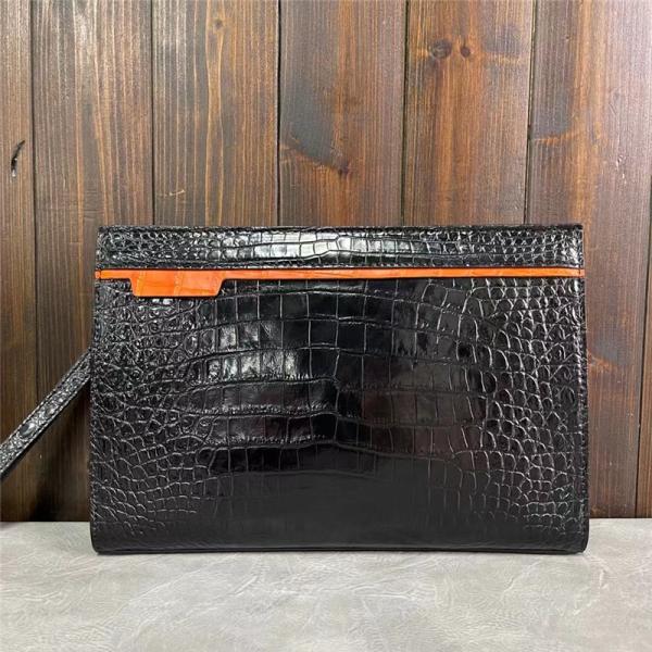 Authentic Crocodile Skin Businessmen Envelop Clutch Wristlets Purse Genuine Alligator Leather Male Large Card Holders