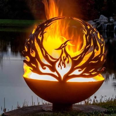 Os poços do fogo do aço de um Corten de 31 polegadas jardinam ISO do poço do fogo da esfera do metal da decoração