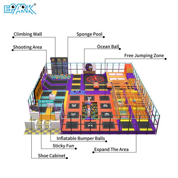 Jumping Elastic Bed Park Kids Playground Adults Indoor Trampoline Park  Soft Playground