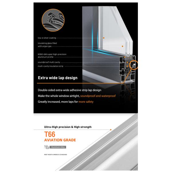 Double Glazed With Hurricane Impact Glass Swing Aluminum Horizontal Hanging Picture Window