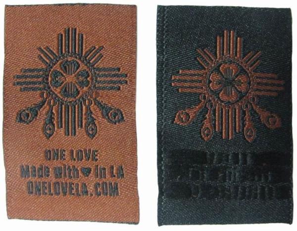 Double Spindle Woven Clothes Label Straight Cut Shrink Proof