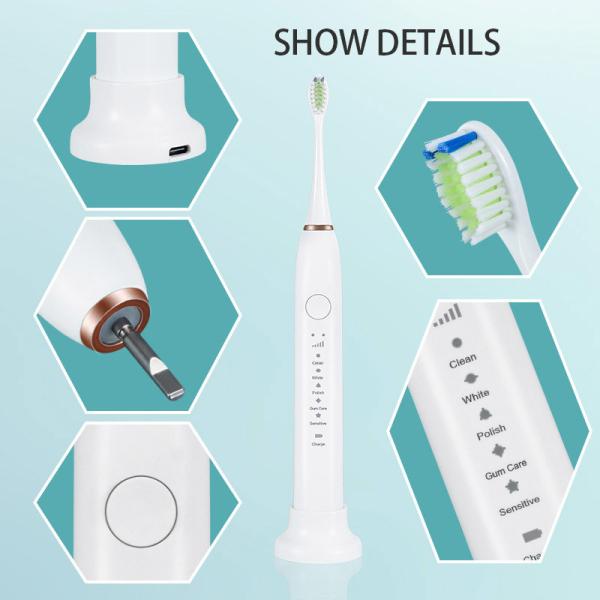 Portable Intelligent Smart Electric Toothbrush Anti Sliding IPX8 Waterproof