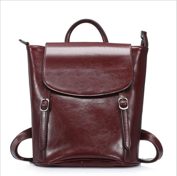 vintage knapsack oil wax cow leather double shoulder bags women travel bag