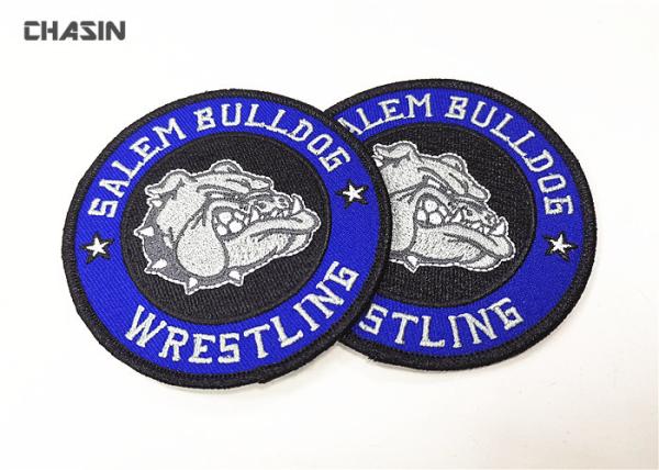 Heat Press Badge Custom Embroidered Patches , Iron On Patch Applique For Clothing