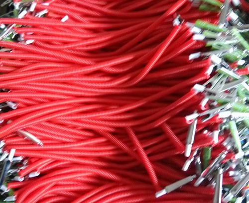 Hot selling for dental promotion using red color plastic coiled lanyard w/metal logo clip