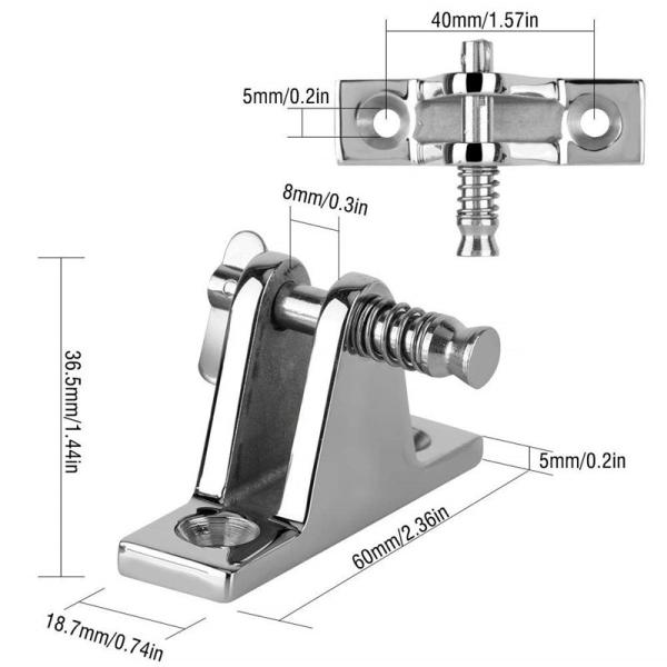 316 Aço inoxidável Bimini Top Deck Hinge Hardware Marítimo para cobertura de acessórios de barco