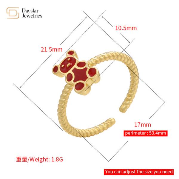 Esmalte colorido bonito Teddy Bear Dripping Oil Rings para meninas das mulheres