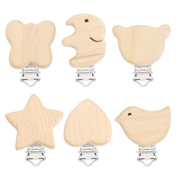 1.8in à 2.2in en forme d'animal prise dentelle en bois durable jouets de dentition pour bébé pour apaiser