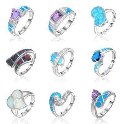 Blue Vermeil Opal Inlay Wedding Band Womens Jewelry 925 Silver