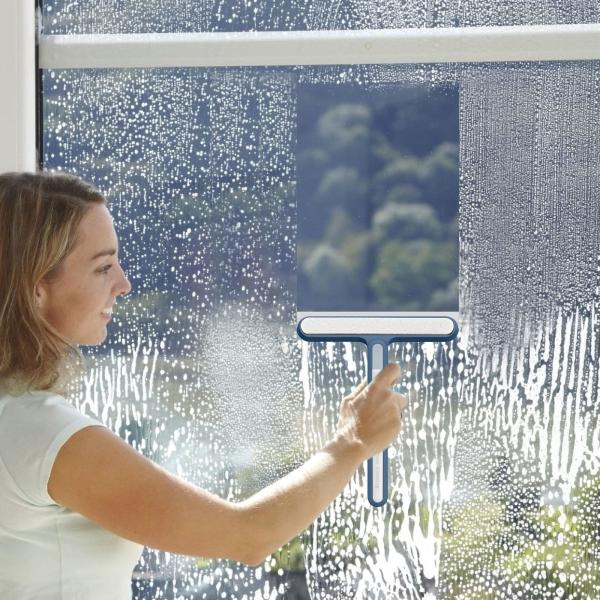 4In1 Dual Sided Glass Wiper Scraper Brush Household Squeegees Brooks Window Cleaning Tool Kit