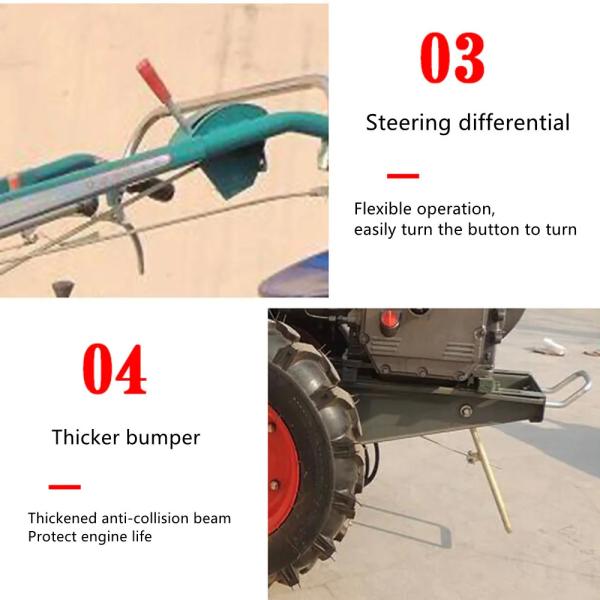 Walking Agricultural Farm Machinery 2 Wheels Farm Hand Tractor