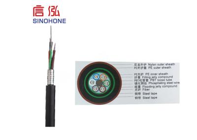 Single Mode Outdoor Armored Fiber Optic Cable Black 12 Core Water Blocking