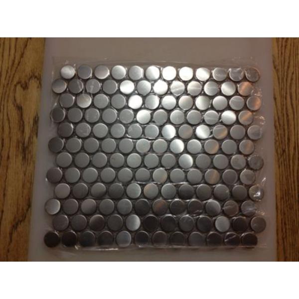 Antique Small Metallic Border Tiles , Stainless Steel Penny Round Mosaic Tile
