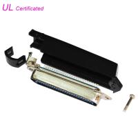 25 pares que frisam o tipo 50 conector da tomada masculina da solda da maneira com tampa plástica de 90 graus