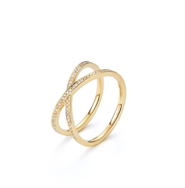 Ouro do 18k das mulheres com cruz Ring Shape Round Brilliant Cut de Diamond Ring 0.39ct