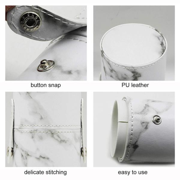 Cosmetic Marbled Faux Leather Tube Makeup Brush Holder With Snap Shut