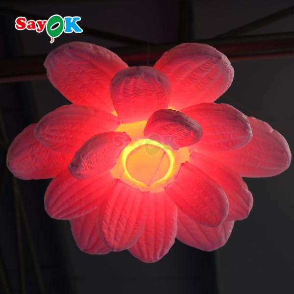 Inflables luz LED colgante inflables flores de loto para decoraciones de bodas escenario publicitario