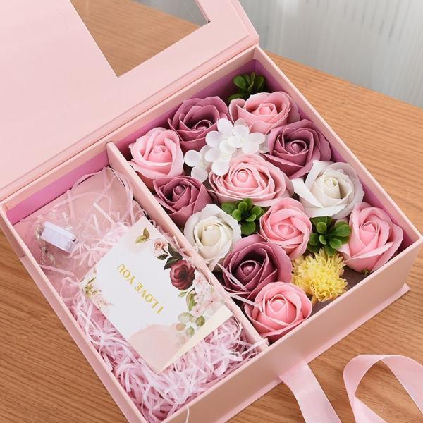 Rigid Cardboard Jewelry Flower Gift Packaging Box Custom Logo Printing
