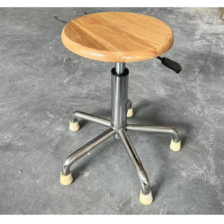 Metal Frame ESD Lab Chairs Adjustable Wooden Science Lab Stools Corrosion Proof