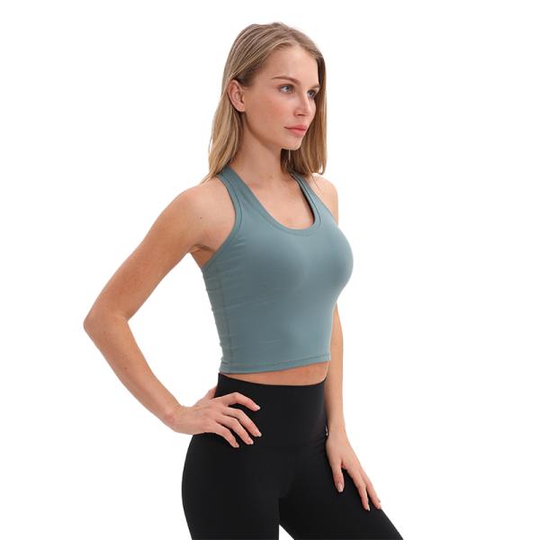 Medium Support Womens Longline Sports Bra 87 Nylon Material Casual Style