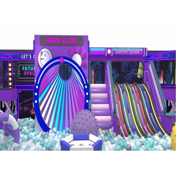 Futuristic Neon Space Theme Custom Indoor Playground Multi Sensory Gameplay for Kids Aged 3-14