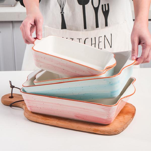Прямоугольник глубокое керамическое Bakeware устанавливает сейф печи блюда Nonstick для домашней кухни
