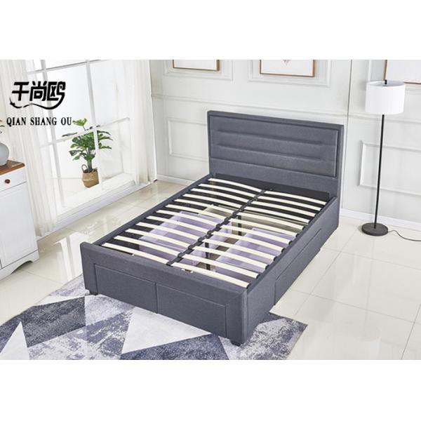 Sturdy Leather Linen Grey Upholstered Storage Bed Home Furniture