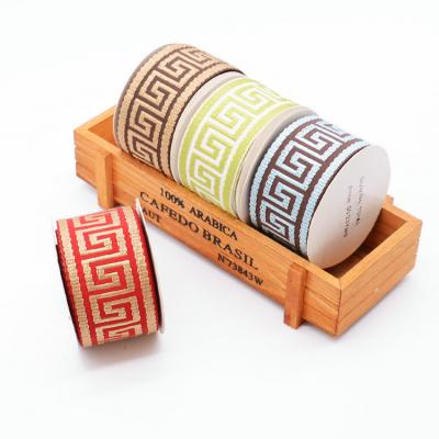Guarnição grega amigável da fita do jacquard do poliéster 42mm de Eco