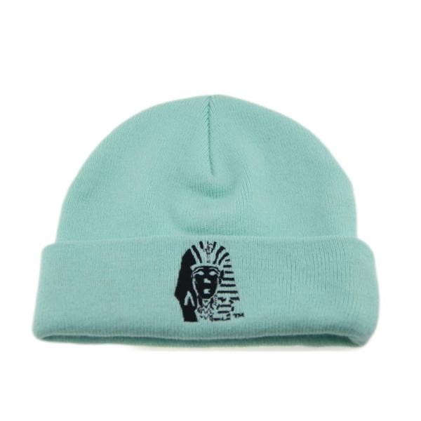OEM Embroidery Light Blue Women'S Cuff Beanie Hats Warm Knitted Hat