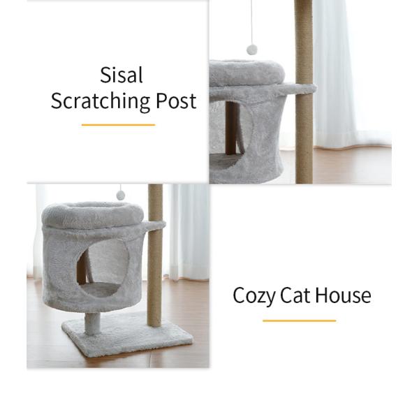 Upgrade Your Cat's Play Area with Our Gray Cat Tree Tower and Scratching Post