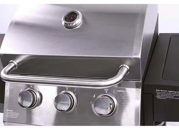 Grelhas de barbecue a gás de aço inoxidável ao ar livre com queimadores 10000BTU*4 e mesa lateral