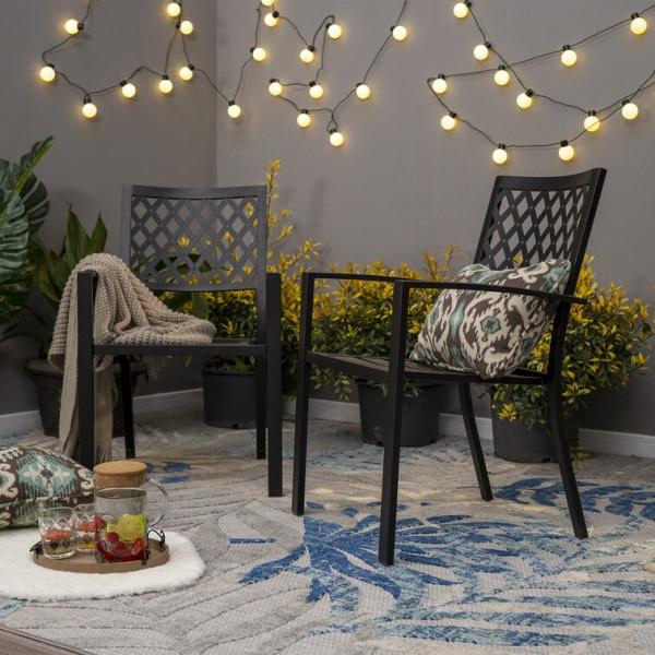Metal Garden Set by AJUNION Waterproof Outdoor Furniture with Stackable Dining Chairs