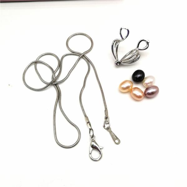 Fashion DIY 5PCS Color Freshwater Pearl Cage Pendant Necklace Jewelry Gift
