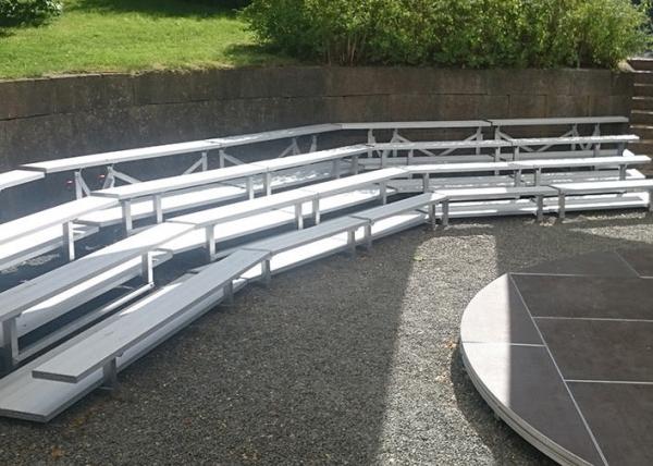 Stadium Fixed Aluminum Sports Bleachers 430mm Seat Height With Double Foot Planks