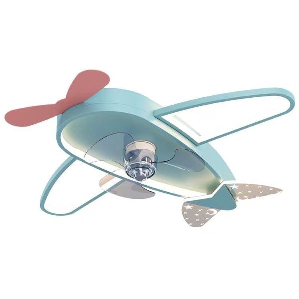 Kids Children Room LED Ceiling Fans Dimmable Remote Control Creative Plane Ceiling Fan With LED Light (WH-CLL-64)