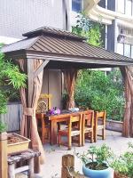 Gazebo de telhado duro Pergolas de aço galvanizado com cortinas de rede