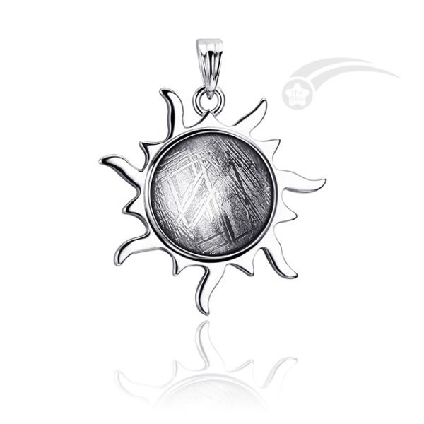 The Sun Meteorite 925 Silver Pendant 15mm Round Unique