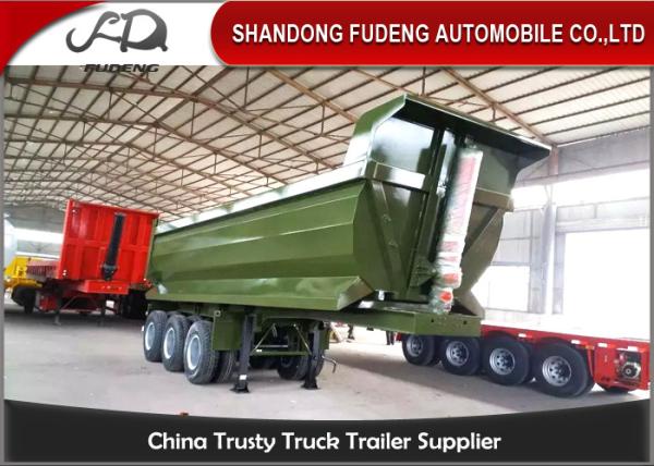 Tri - Axle Hydraulic Dump Semi Trailer U Or Square Shape 40CBM Box Dimension