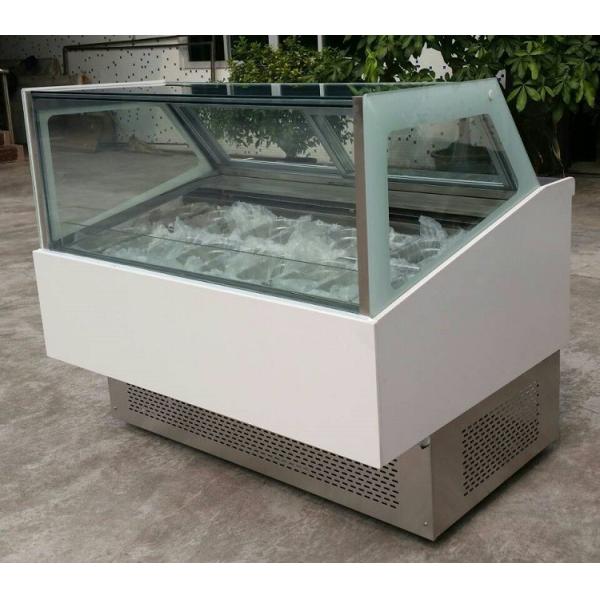 Square Glass Ice Cream Showcase Freezer 20 Pans Fan Cooling Type 1730*1068*1250mm
