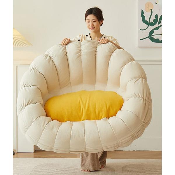 1/2 Seater Flexible Sofa Seating Mid-Century Modern Living Room Bean Bag Chair with Removable Cover and Foot Stool