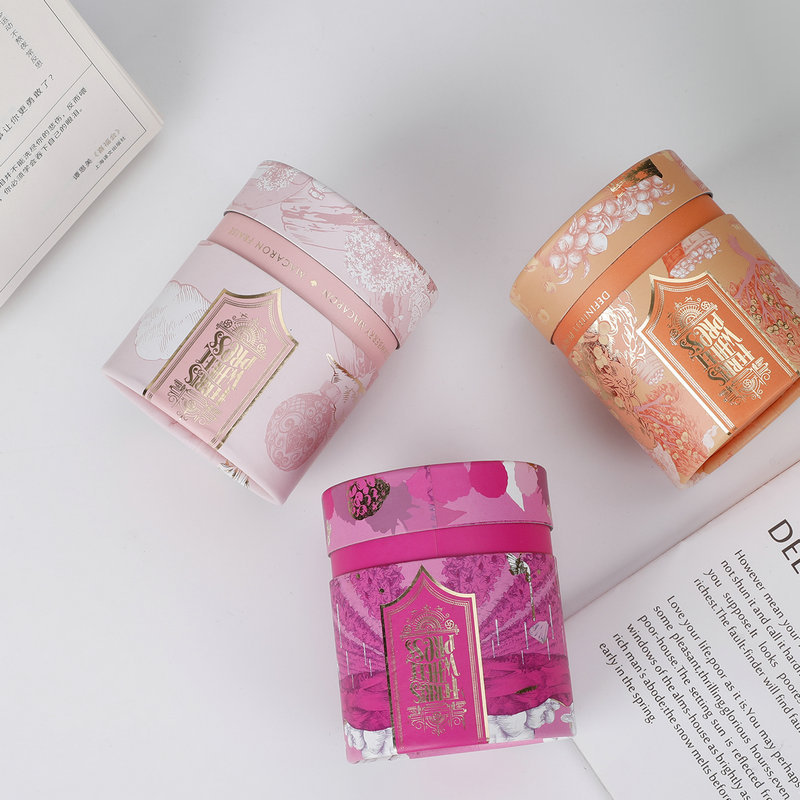 Customizable eco-friendly food-grade protein powder supplement cardboard boxes with sealing caps.