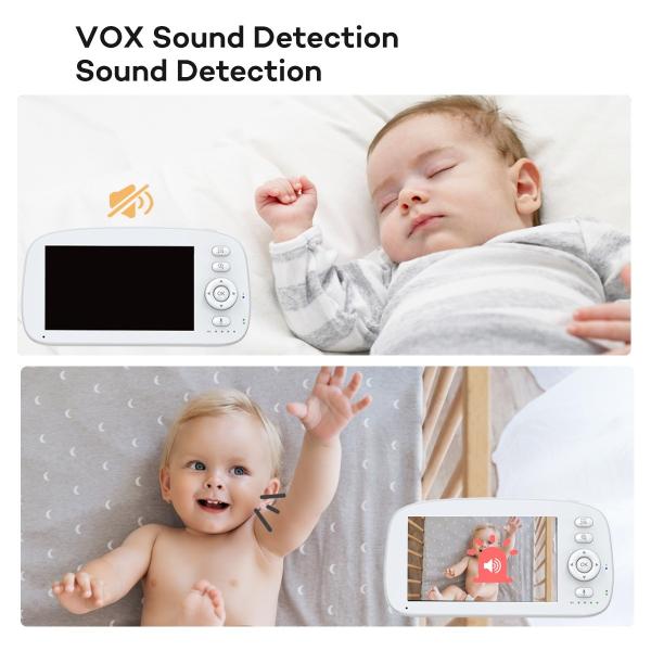 5 Inch Wireless Baby Monitor with Auto Tracking and 5000mAh Battery