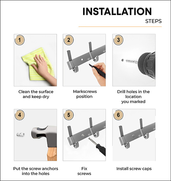 Wall Mount SS304 Stainless Steel Coat Rack With Polished Brushed Finish Waterproof