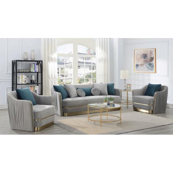 Nordic Light Luxury Hotel Lobby Furniture Velvet Stainless Steel Postmodern Showroom Sofa